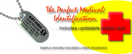 Laser engraved stainless is gorgeous! And, did we mention it could mean so much more in an emergency?